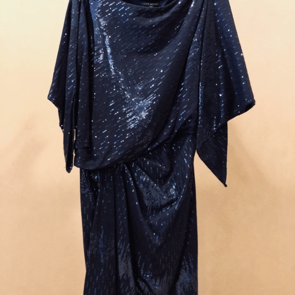 David Meister designer navy blue sequin dress 8 - Picture 8 of 8
